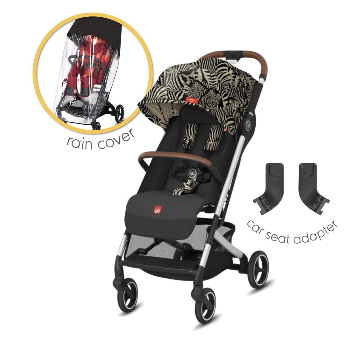 GB Qbit All City Free Carseat Adapter Raincover Desert Night Dark Grey Mothercare